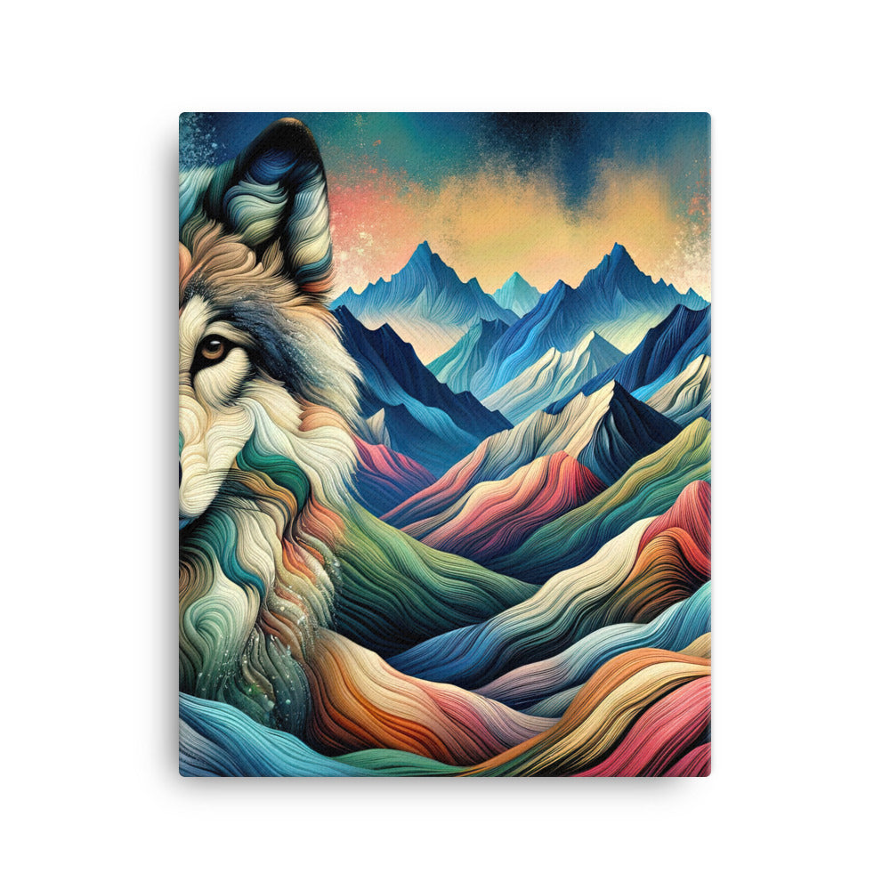 Traumhaftes Alpenpanorama mit Wolf in wechselnden Farben und Mustern (AN) - Leinwand xxx yyy zzz 40.6 x 50.8 cm