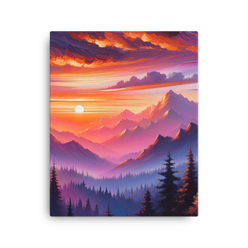 Ölgemälde der Alpenlandschaft im ätherischen Sonnenuntergang, himmlische Farbtöne - Leinwand berge xxx yyy zzz 40.6 x 50.8 cm