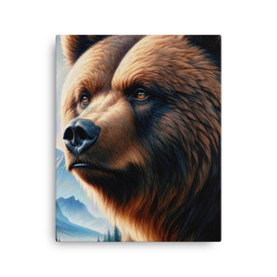 Ölgemälde, das das Gesicht eines starken realistischen Bären einfängt. Porträt - Leinwand camping xxx yyy zzz 40.6 x 50.8 cm