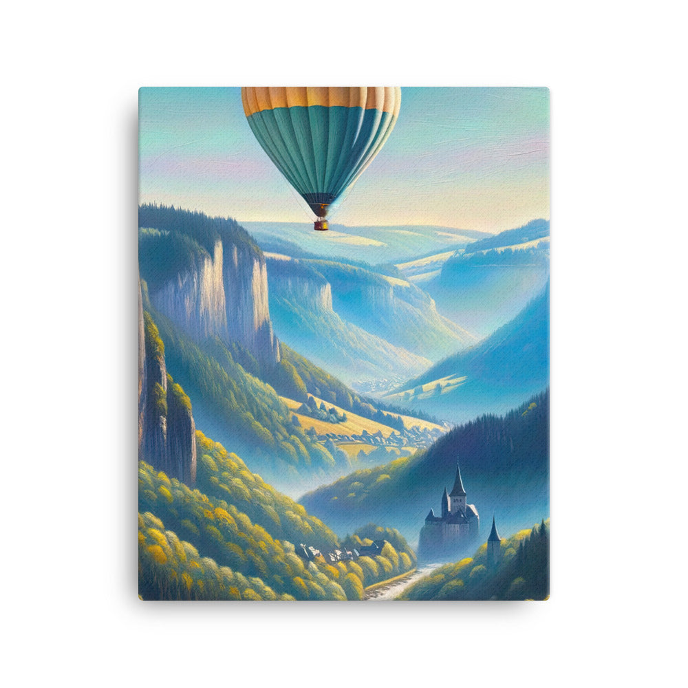 Ölgemälde einer ruhigen Szene in Luxemburg mit Heißluftballon und blauem Himmel - Leinwand berge xxx yyy zzz 40.6 x 50.8 cm