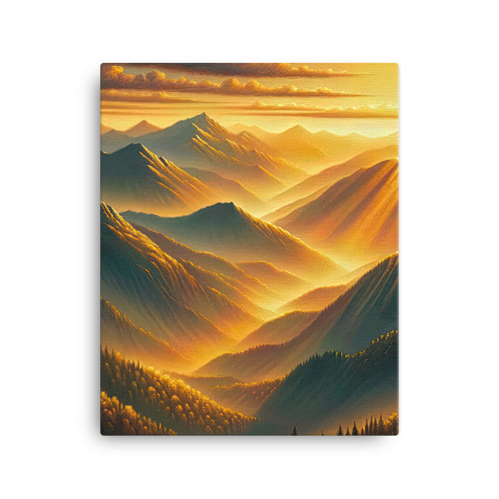 Ölgemälde der Berge in der goldenen Stunde, Sonnenuntergang über warmer Landschaft - Leinwand berge xxx yyy zzz 40.6 x 50.8 cm