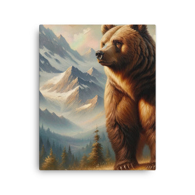 Ölgemälde eines königlichen Bären vor der majestätischen Alpenkulisse - Leinwand camping xxx yyy zzz 40.6 x 50.8 cm