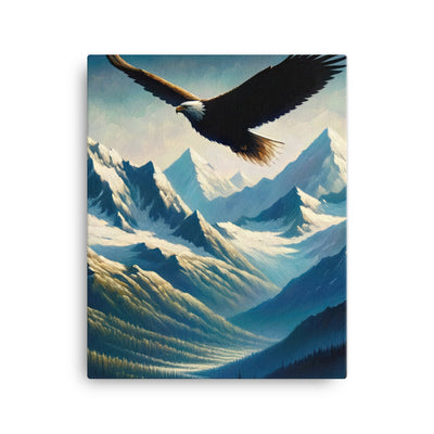 Ölgemälde eines Adlers vor schneebedeckten Bergsilhouetten - Leinwand berge xxx yyy zzz 40.6 x 50.8 cm