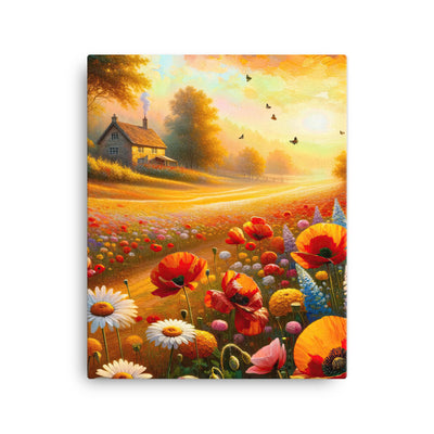 Ölgemälde eines Blumenfeldes im Sonnenuntergang, leuchtende Farbpalette - Leinwand camping xxx yyy zzz 40.6 x 50.8 cm