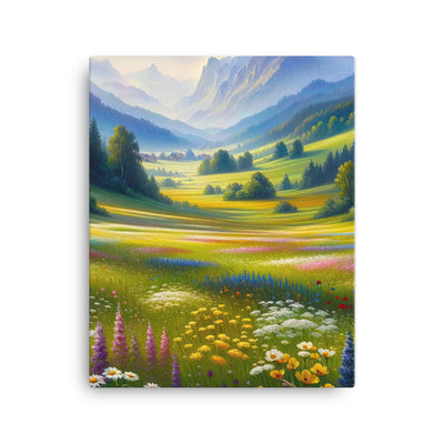 Ölgemälde einer Almwiese, Meer aus Wildblumen in Gelb- und Lilatönen - Leinwand berge xxx yyy zzz 40.6 x 50.8 cm