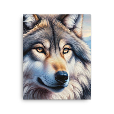 Ölgemäldeporträt eines majestätischen Wolfes mit intensiven Augen in der Berglandschaft (AN) - Leinwand xxx yyy zzz 40.6 x 50.8 cm