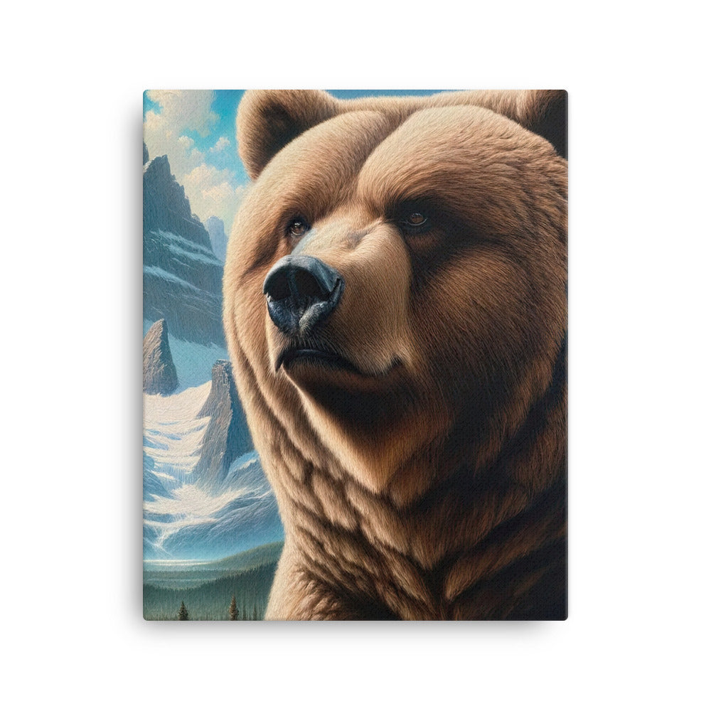 Realistisches Ölgemälde eines männlichen Bären in den Bergen mit Fokus auf Stärke und Schärfe - Leinwand camping xxx yyy zzz 40.6 x 50.8 cm