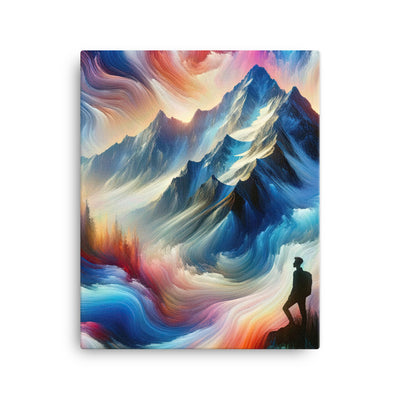 Foto eines abstrakt-expressionistischen Alpengemäldes mit Wanderersilhouette - Leinwand wandern xxx yyy zzz 40.6 x 50.8 cm