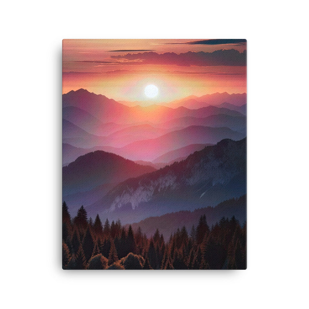 Foto der Alpenwildnis beim Sonnenuntergang, Himmel in warmen Orange-Tönen - Leinwand berge xxx yyy zzz 40.6 x 50.8 cm
