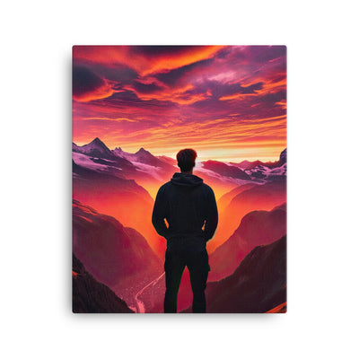 Foto der Schweizer Alpen im Sonnenuntergang, Himmel in surreal glänzenden Farbtönen - Leinwand wandern xxx yyy zzz 40.6 x 50.8 cm