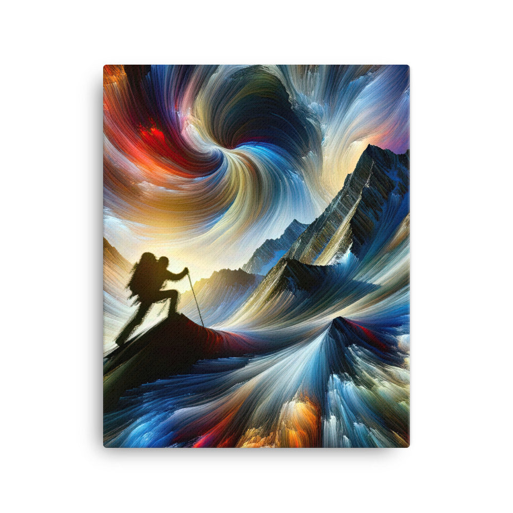 Foto der Alpen in abstrakten Farben mit Bergsteigersilhouette - Leinwand wandern xxx yyy zzz 40.6 x 50.8 cm