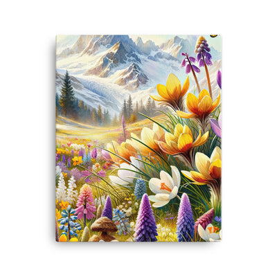 Aquarell einer ruhigen Almwiese, farbenfrohe Bergblumen in den Alpen - Leinwand berge xxx yyy zzz 40.6 x 50.8 cm