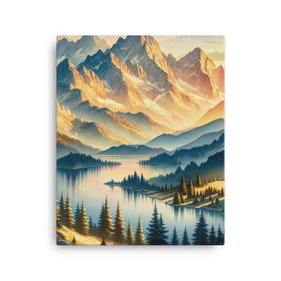 Aquarell der Alpenpracht bei Sonnenuntergang, Berge im goldenen Licht - Leinwand berge xxx yyy zzz 40.6 x 50.8 cm