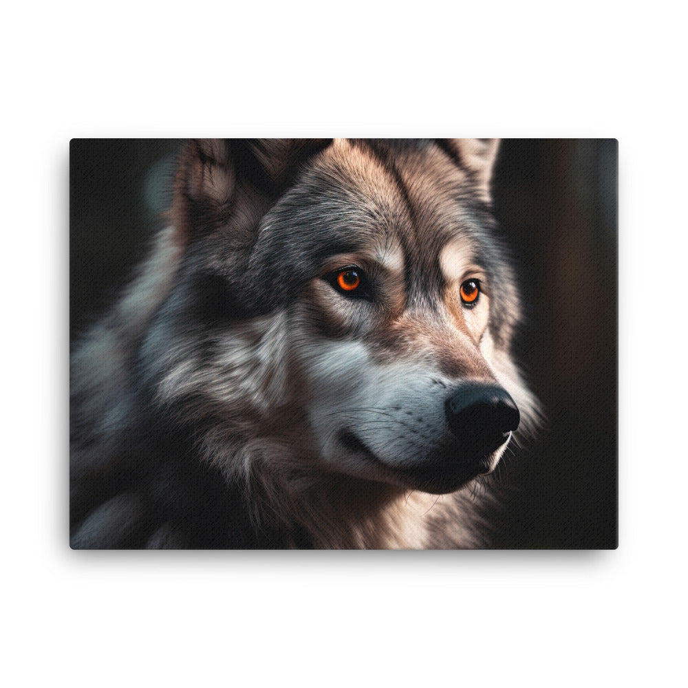 Wolf Porträt - Fotorealistische Malerei - Leinwand camping xxx 45.7 x 61 cm