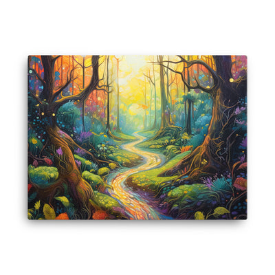Wald und Wanderweg - Bunte, farbenfrohe Malerei - Leinwand camping xxx 45.7 x 61 cm