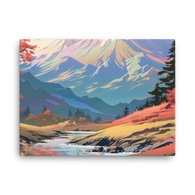 Berge. Fluss und Blumen - Malerei - Leinwand berge xxx 45.7 x 61 cm