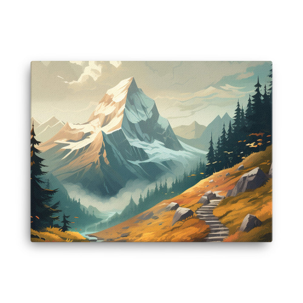 Berge, Wald und Wanderweg - Malerei - Leinwand berge xxx 45.7 x 61 cm