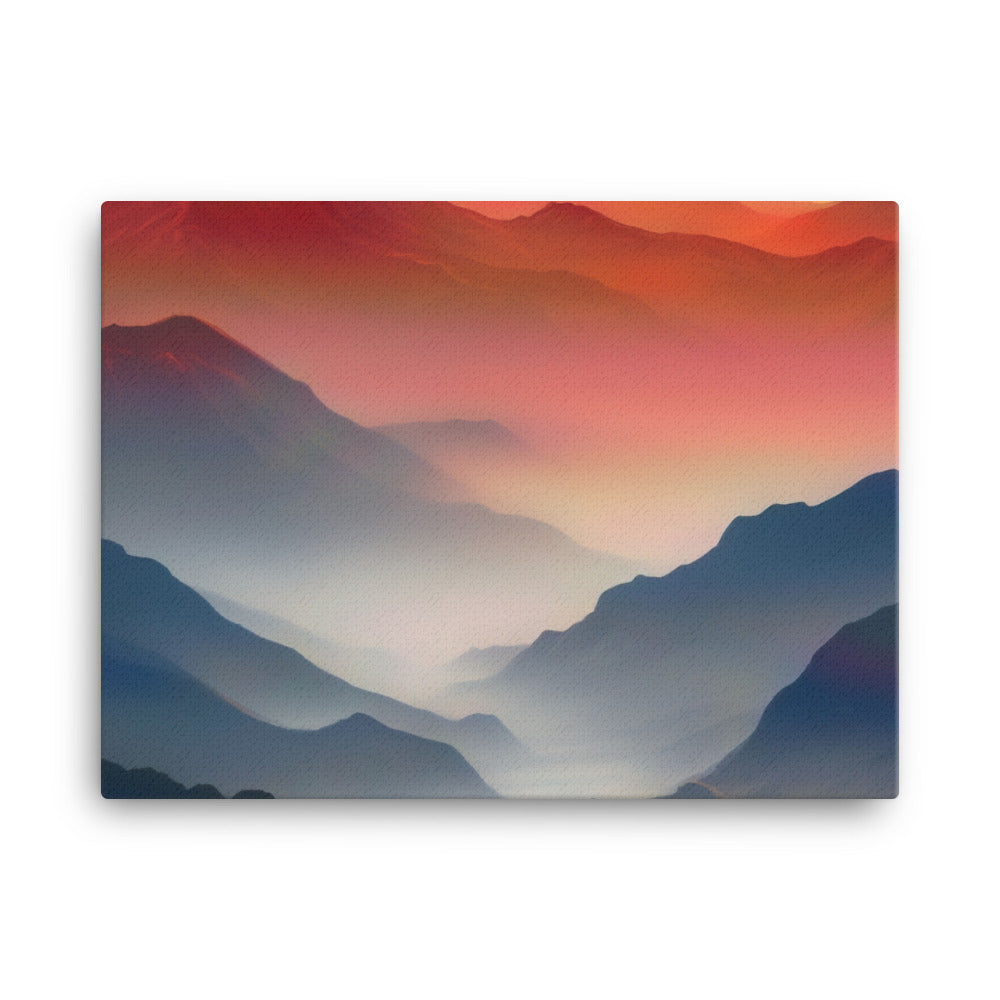 Sonnteruntergang, Gebirge und Nebel - Landschaftsmalerei - Leinwand berge xxx 45.7 x 61 cm