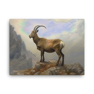 Steinbock am Berg - Wunderschöne Malerei - Leinwand berge xxx 45.7 x 61 cm