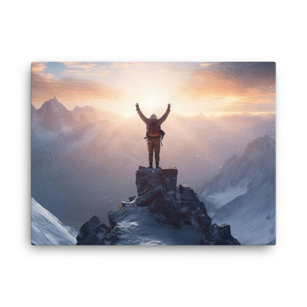 Mann auf der Spitze eines Berges - Landschaftsmalerei - Leinwand berge xxx 45.7 x 61 cm