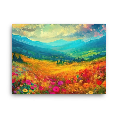 Berglandschaft und schöne farbige Blumen - Malerei - Leinwand berge xxx 45.7 x 61 cm