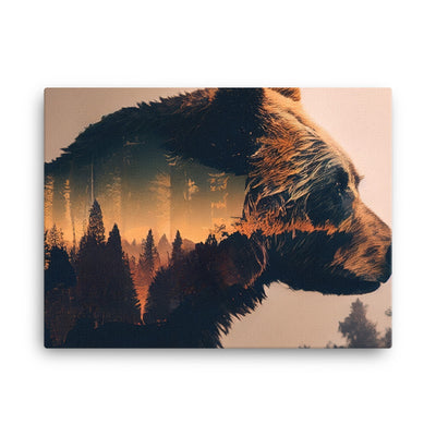 Bär und Bäume Illustration - Leinwand camping xxx 45.7 x 61 cm