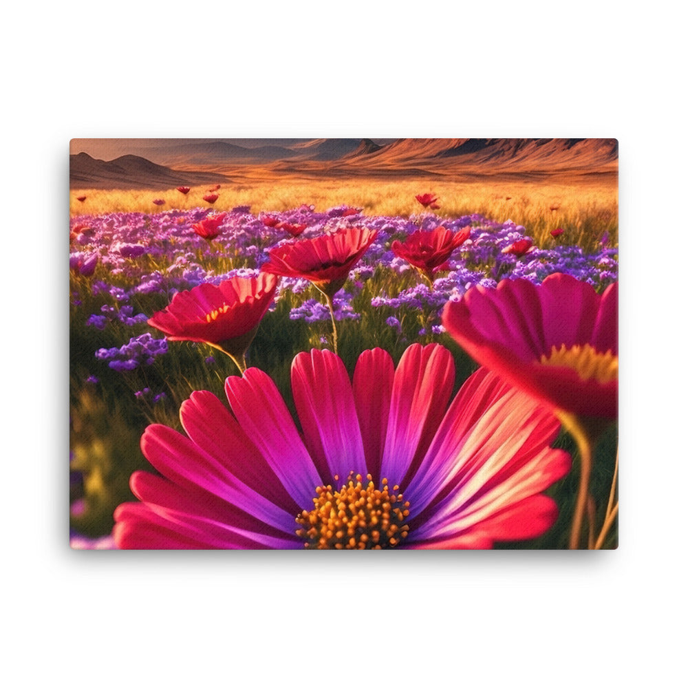 Wünderschöne Blumen und Berge im Hintergrund - Leinwand berge xxx 45.7 x 61 cm
