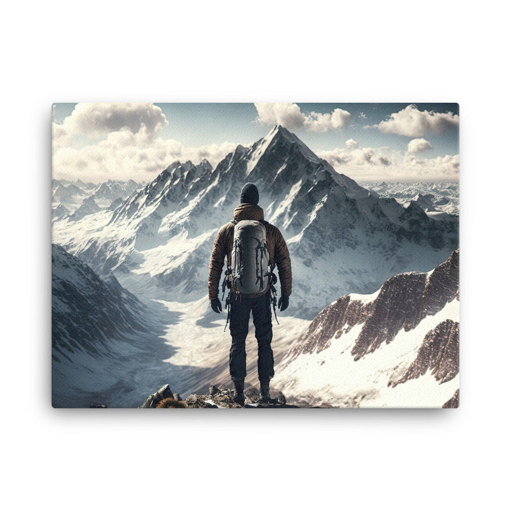 Wanderer auf Berg von hinten - Malerei - Leinwand berge xxx 45.7 x 61 cm