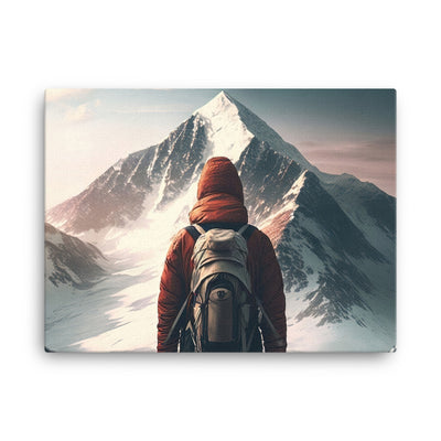 Wanderer von hinten vor einem Berg - Malerei - Leinwand berge xxx 45.7 x 61 cm