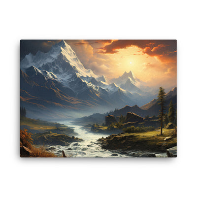 Berge, Sonne, steiniger Bach und Wolken - Epische Stimmung - Leinwand berge xxx 45.7 x 61 cm