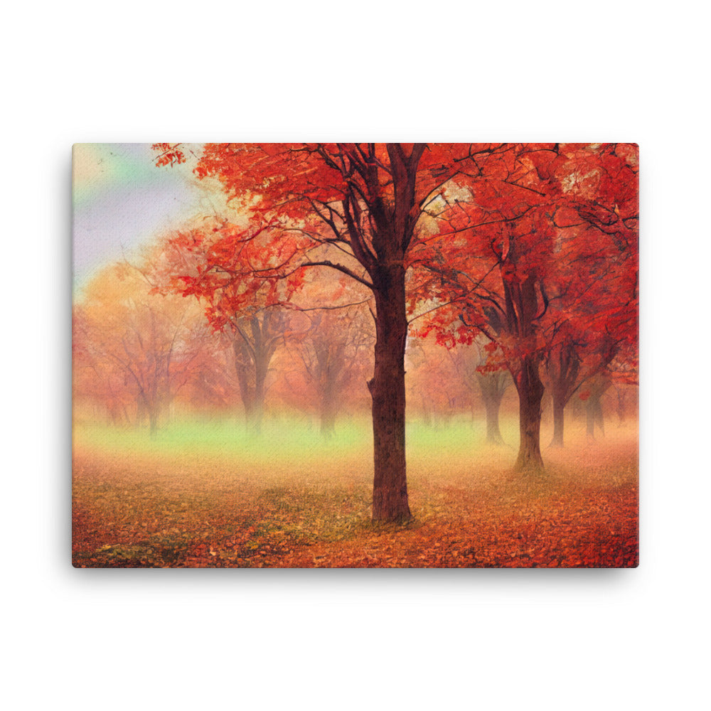 Wald im Herbst - Rote Herbstblätter - Leinwand camping xxx 45.7 x 61 cm