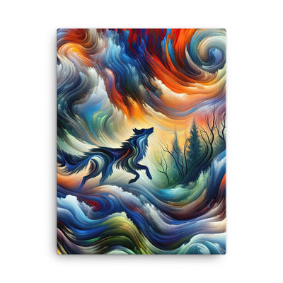 Alpen Abstraktgemälde mit Wolf Silhouette in lebhaften Farben (AN) - Leinwand xxx yyy zzz 45.7 x 61 cm