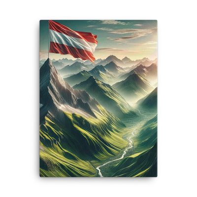 Alpen Gebirge: Fotorealistische Bergfläche mit Österreichischer Flagge - Leinwand berge xxx yyy zzz 45.7 x 61 cm