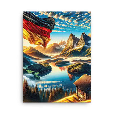 Alpen Gebirge im Morgenlicht: Kunstwerk mit Deutsche Flagge - Leinwand berge xxx yyy zzz 45.7 x 61 cm