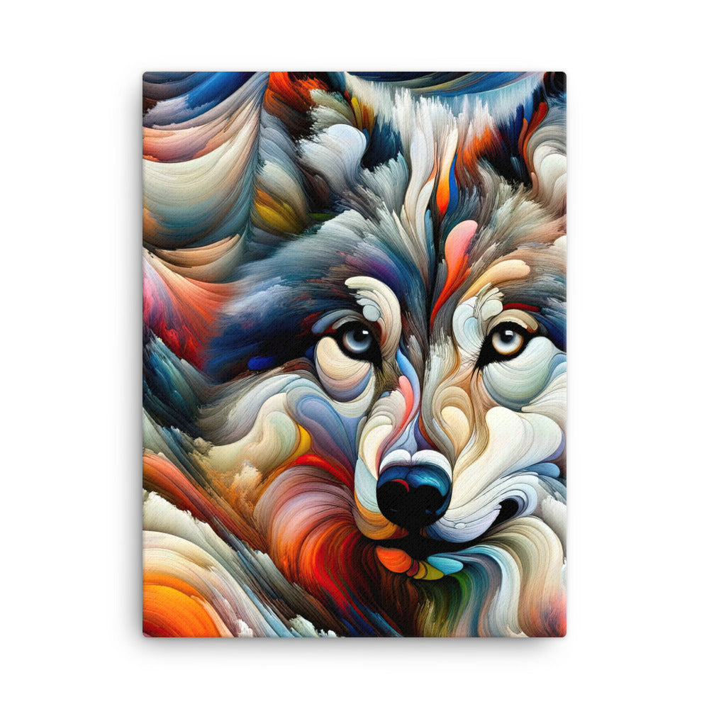 Abstrakte Kunst der Alpen mit einem Wolf. Chaotischer Tanz aus Farben und Formen. Surreale Landschaft (AN) - Leinwand xxx yyy zzz 45.7 x 61 cm