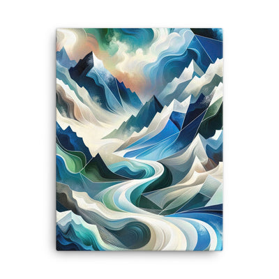 Abstrakte Kunst der Alpen, die geometrische Formen verbindet, um Berggipfel, Täler und Flüsse im Schnee darzustellen. . - Leinwand berge xxx yyy zzz 45.7 x 61 cm
