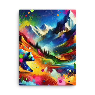 Neonfarbener Alpen Bär in abstrakten geometrischen Formen - Leinwand camping xxx yyy zzz 45.7 x 61 cm