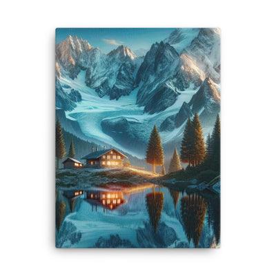 Stille Alpenmajestätik: Digitale Kunst mit Schnee und Bergsee-Spiegelung - Leinwand berge xxx yyy zzz 45.7 x 61 cm