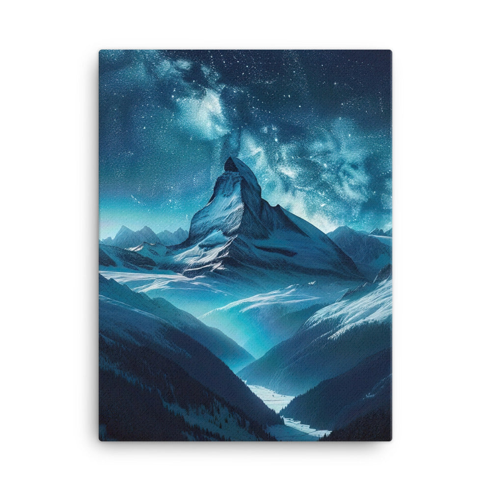 Winterabend in den Bergen: Digitale Kunst mit Sternenhimmel - Leinwand berge xxx yyy zzz 45.7 x 61 cm