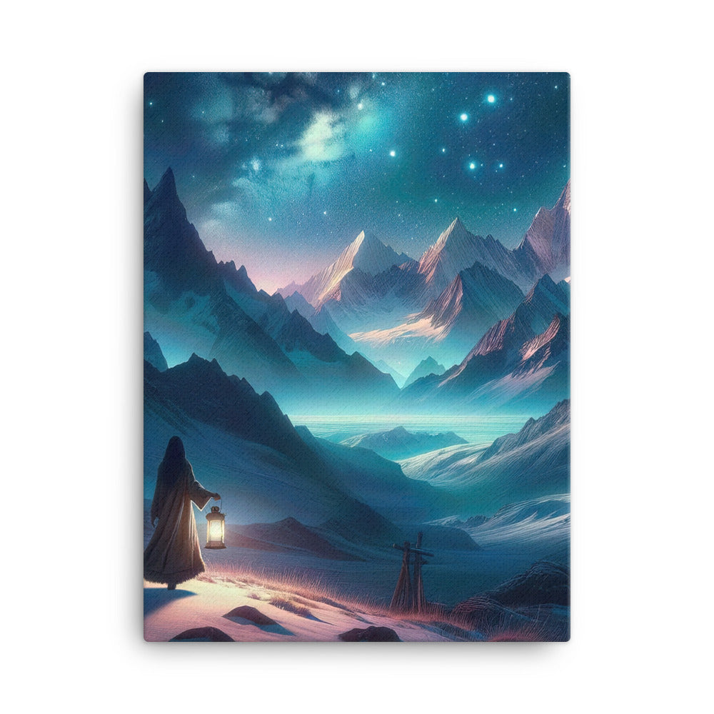Stille Alpennacht: Digitale Kunst mit Gipfeln und Sternenteppich - Leinwand wandern xxx yyy zzz 45.7 x 61 cm