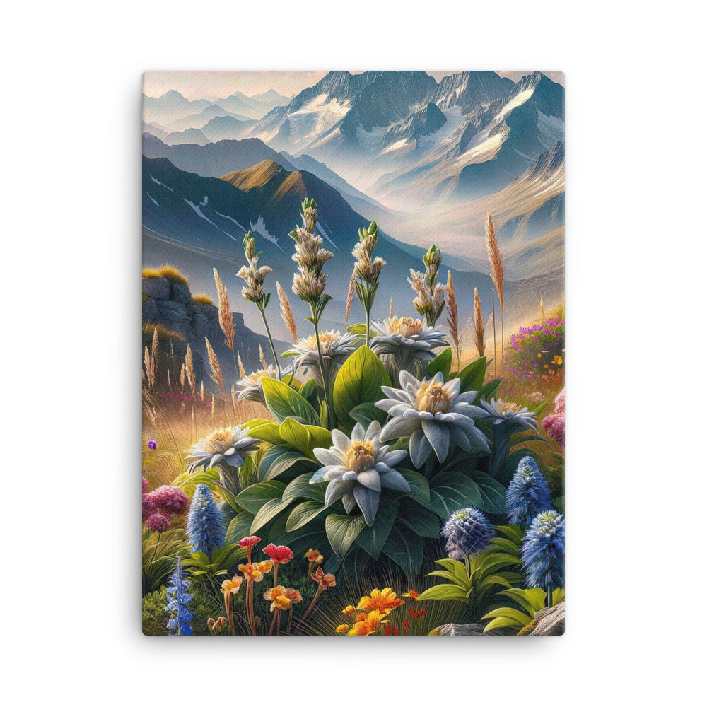 Alpine Flora: Digitales Kunstwerk mit lebendigen Blumen - Leinwand berge xxx yyy zzz 45.7 x 61 cm