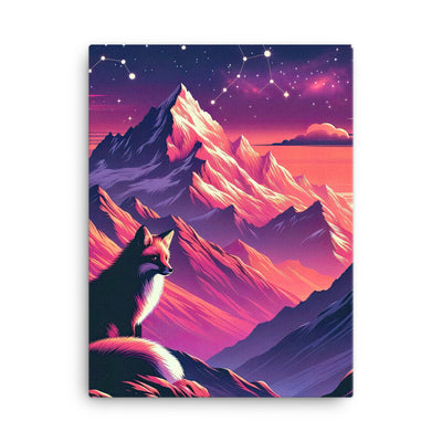 Fuchs im dramatischen Sonnenuntergang: Digitale Bergillustration in Abendfarben - Leinwand camping xxx yyy zzz 45.7 x 61 cm