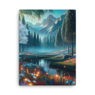 Ätherischer Alpenwald: Digitale Darstellung mit leuchtenden Bäumen und Blumen - Leinwand camping xxx yyy zzz 45.7 x 61 cm