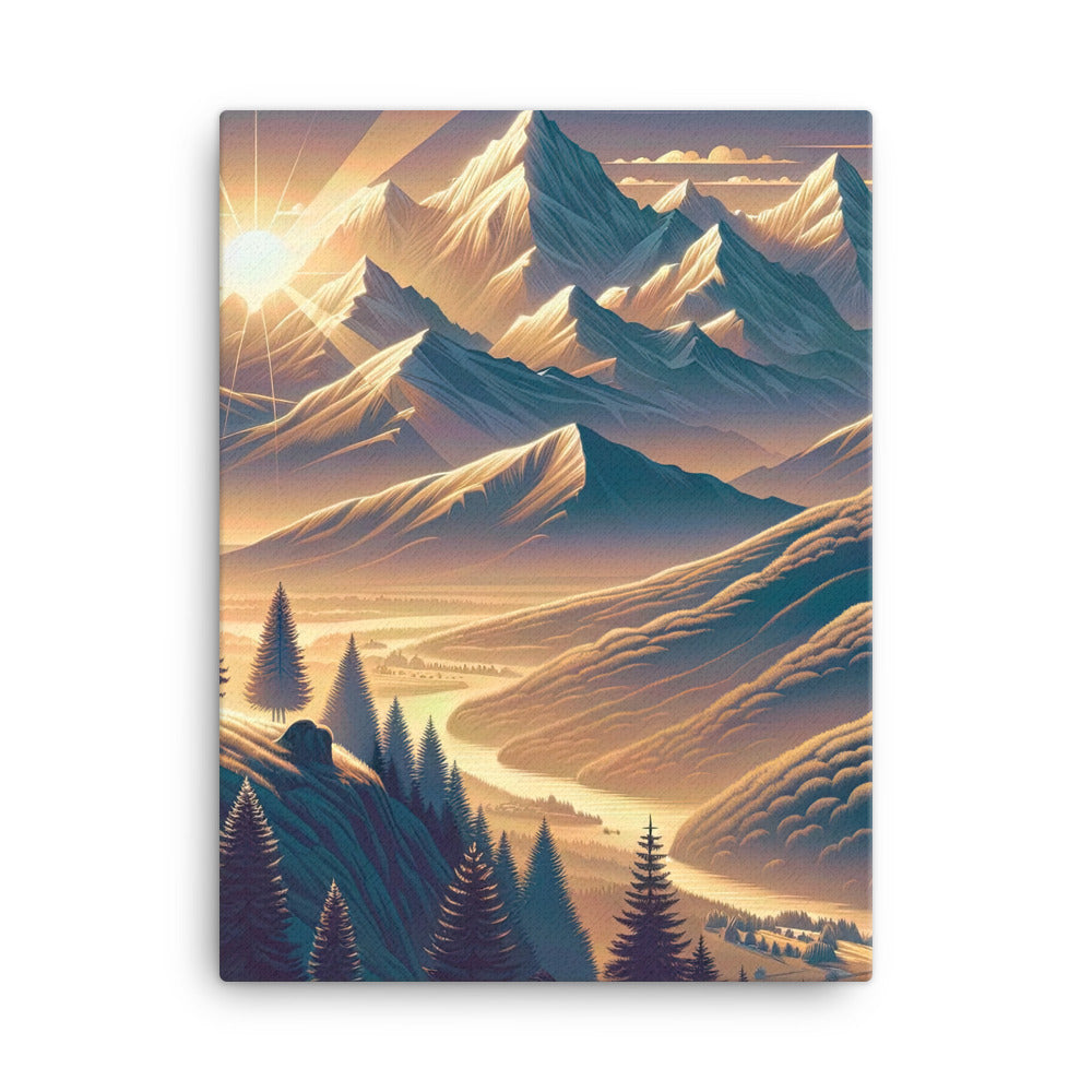 Alpen-Morgendämmerung, erste Sonnenstrahlen auf Schneegipfeln - Leinwand berge xxx yyy zzz 45.7 x 61 cm