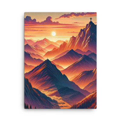 Dramatischer Alpen-Sonnenuntergang, Gipfelkreuz in Orange-Rosa - Leinwand berge xxx yyy zzz 45.7 x 61 cm