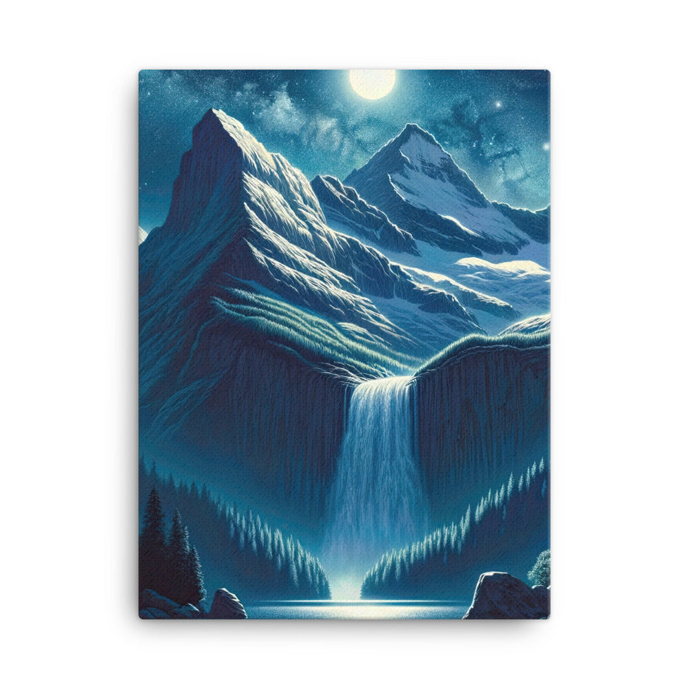 Legendäre Alpennacht, Mondlicht-Berge unter Sternenhimmel - Leinwand berge xxx yyy zzz 45.7 x 61 cm