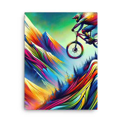 Mountainbiker in farbenfroher Alpenkulisse mit abstraktem Touch (M) - Leinwand xxx yyy zzz 45.7 x 61 cm