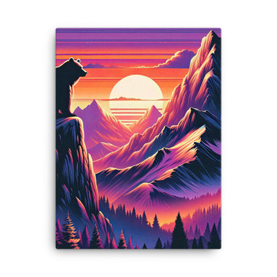 Alpen-Sonnenuntergang mit Bär auf Hügel, warmes Himmelsfarbenspiel - Leinwand camping xxx yyy zzz 45.7 x 61 cm