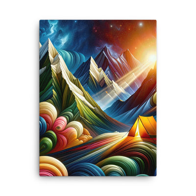 Abstrakte Bergwelt in lebendigen Farben mit Zelt - Leinwand camping xxx yyy zzz 45.7 x 61 cm