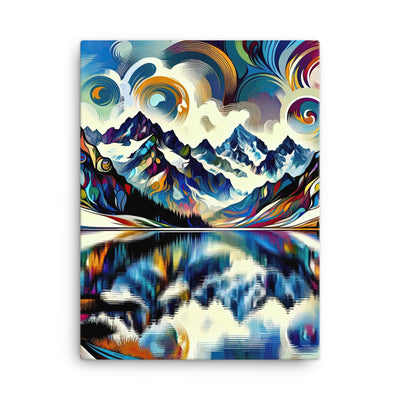 Alpensee im Zentrum eines abstrakt-expressionistischen Alpen-Kunstwerks - Leinwand berge xxx yyy zzz 45.7 x 61 cm